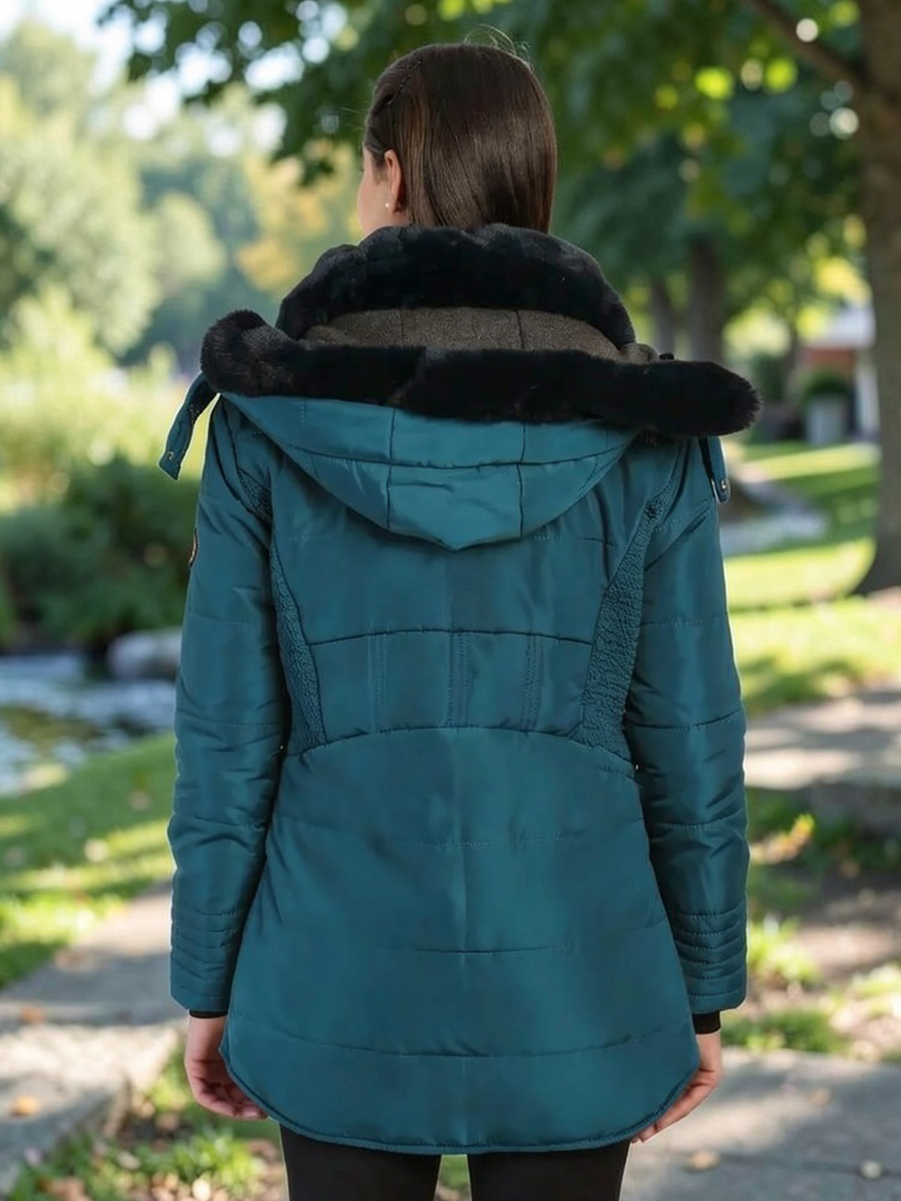 HIVER Women's Nylon Jacket Water Proof Full-Sleeved Winter Jacket with Hood For Minus Degree | Jackets (Teal Blue) - Image 4